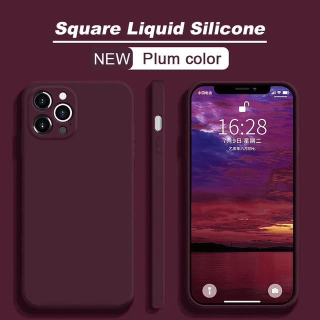 Square Liquid Silicone Phone Case For iPhone 14 Pro Max 13 11 12 Mini XR XS 7 8 Iphone 15 Pro Max Shockproof Back Cover