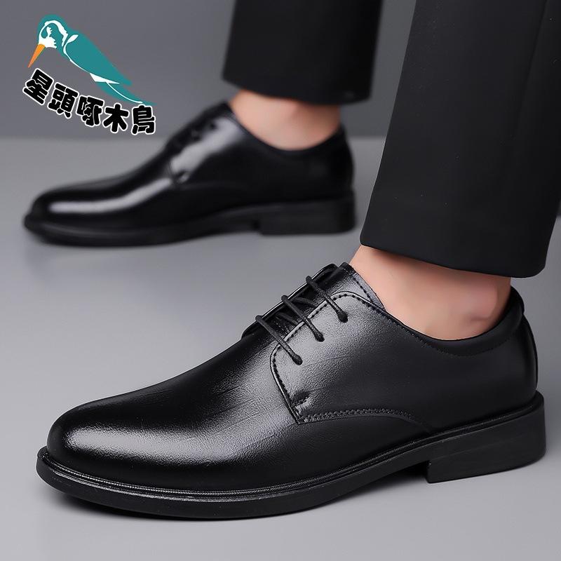 Leather Shoes Men's 2025 Low-top British Style Men's Round Head Big Head Tooling Shoes Platform Shoes