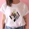 2021 Summer Women T -Shirt Geometry Printed Tshirts Casual Tops Tee Harajuku 90s Vintage White Tshirt Female Clothing