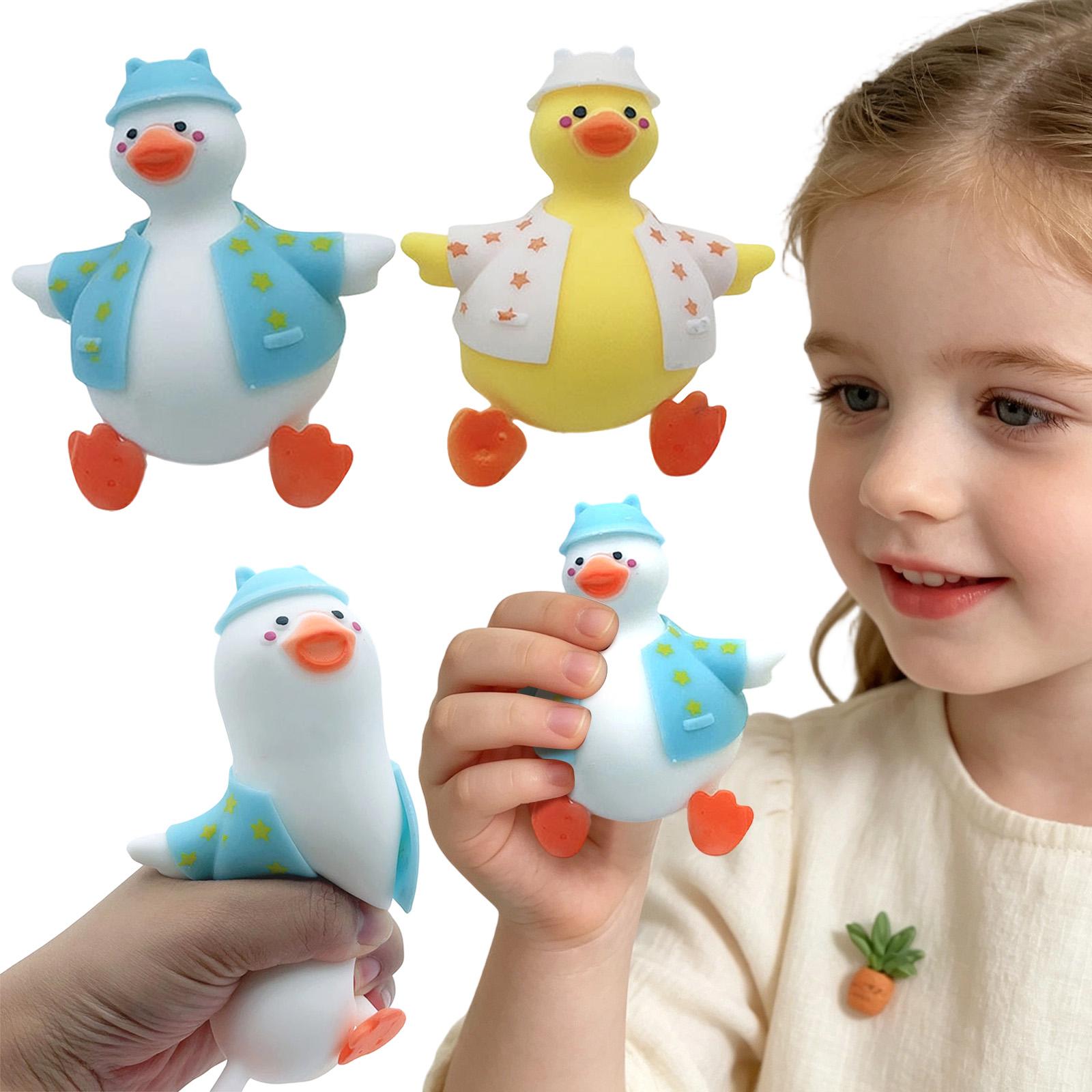 

Duck Shaped Bath Toys Set with Polka Dot and Star Print Jackets Soft Squeeze Material for Kids Water Play and Bath Time one size белый