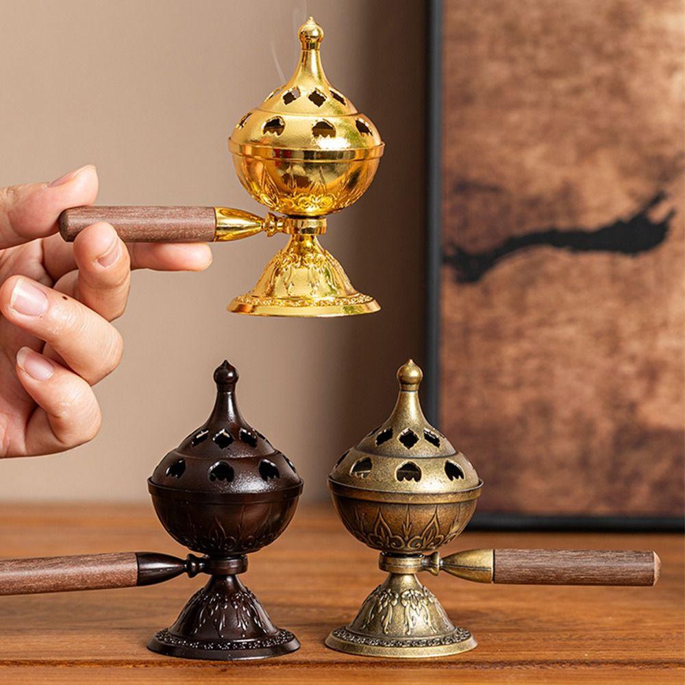 Rotating Incense Holder Retro Style Handheld Stove New Incense Censer  Meditation
