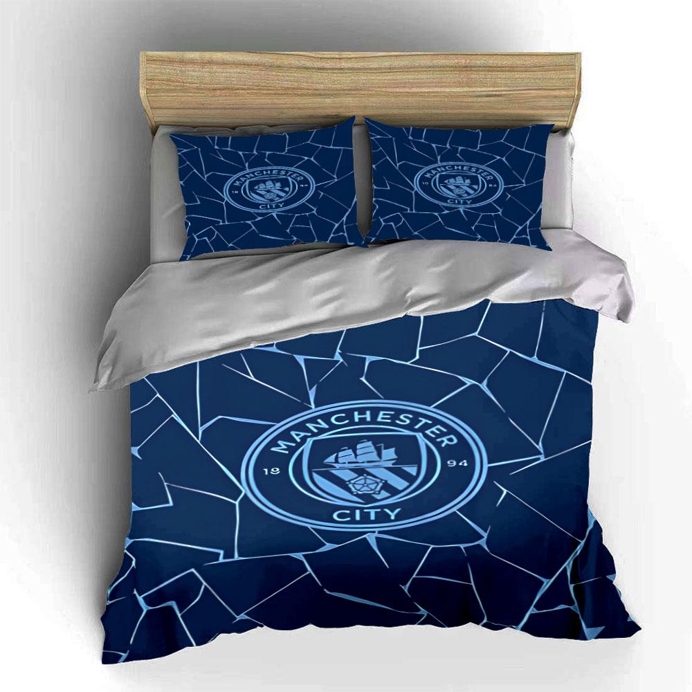 Modello logo Manchester City. Set lenzuola Set copripiumino Copripiumini Federe(1* Copripiumino 2* Federe senza imbottitura piumone)