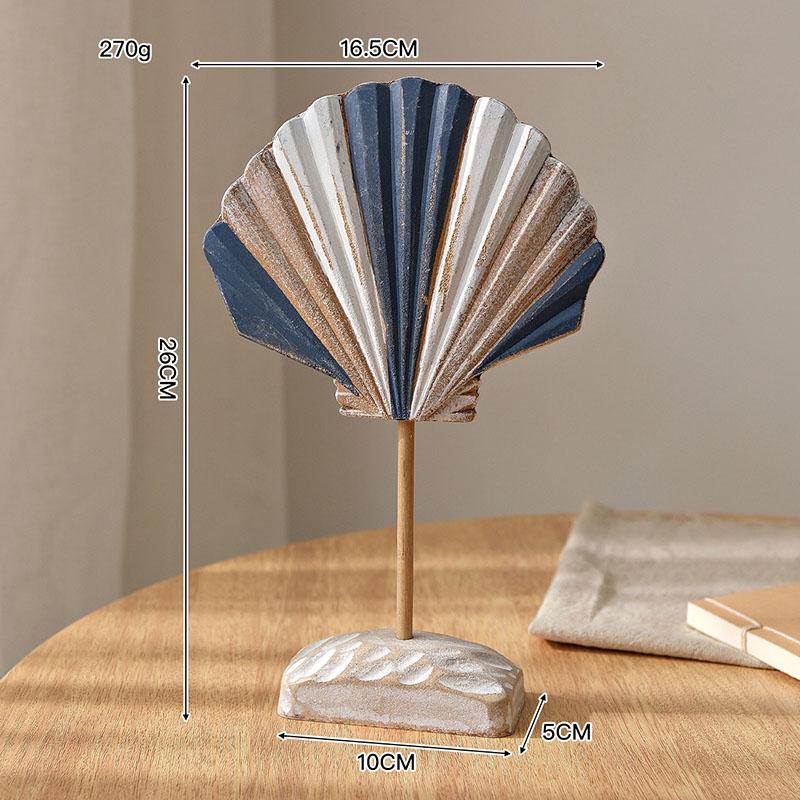 Colorful Shell Wood Statue Artwork Ornaments Desk Decoration Creative Shell Sculpture Wooden Crafts Room Aesthetic Decor
