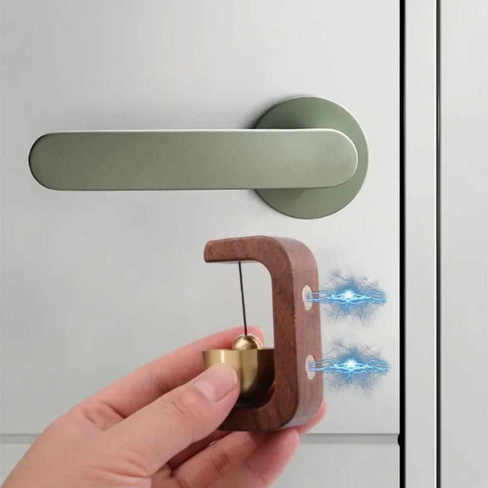 1/2 Stück Massive Holztürklingel Magnetische Ästhetische Messing-Windspiele Kabellose Klingel Türglocke Anhänger Heimdekoration Qualität