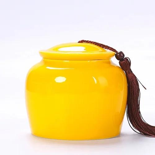 

Ceramic Tea Pot with Lid Wedding Gift Red Gold Dragon Green Tea Bag Storage Box Tea Candy Chinese Medicine Sealed Storage Tank