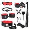 BDSM Bondage Bundle Set Leather Plush Blindfold Handcuffs Whip Nipple Clip Adult Sex Toys Women Erotic Restraint Game Kit