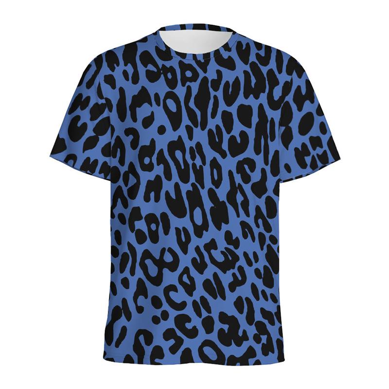 Multi Color 3D Printed Zebra Leopard Print T-shirt for Men, Summer Round Neck Short Sleeved T-shirt, Street Loose T-shirt