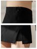 Plus Size Black Irregular Slit Skirt for Women - Anti-Exposure, Slightly Chubby, Hip-Hugging Short Skirt for Spring/Summer