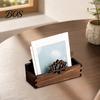 Accessoire de bureau Support pour cartes de visite Lotus en bois, Porte-nom creusé vintage à une main pour bureau, Organiseur rustique Zen