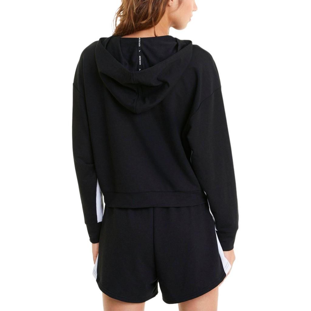 Puma Logo Print Color Block Drawstring Hooded Pullover Long Sleeve Sweatshirt Women Sweatshirt Black 588721-01