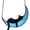 Colorful Cat In Moon Ornament Window Hangings Cat Memorial Gifts Windows Cars Decoration For Cat Lovers
