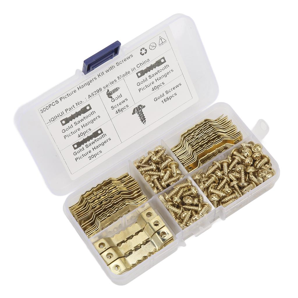 100Pcs   Picture Hangers Rust Resistant Stable   Seamless Sawtooh Frame Hanging Hooks with 200Pcs Screws