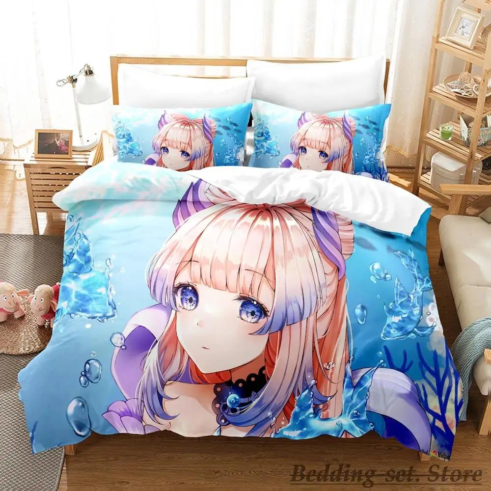 Genshin Impact Sangonomiya Kokomi Bedding Set Cartoon Anime Three-piece Set Adult Kid Bedroom Duvetcover Sets Kawaii Girls