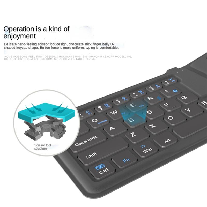 Mini Bluetooth-campati Folding Keyboard for ipad Phone Laptop Rechargeable Wireless Keyboard Ergonomic Foldable Keyboard