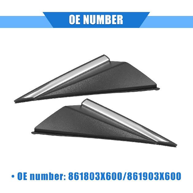 2pcs Mirror Corner Triangle mudguard Cover Compatible for Hyundai Elantra 2014 2015 2016, Durable Plastic Black Silver Tone Front Left Right Side