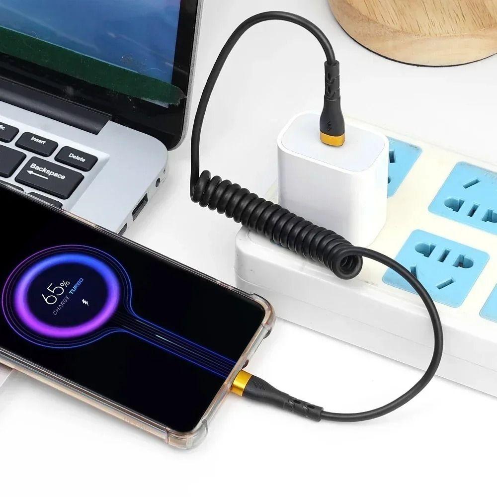 Flexible Spring Data Cable Type C To C Mobile Phone Charging Cable for Mobile Phone Tablet