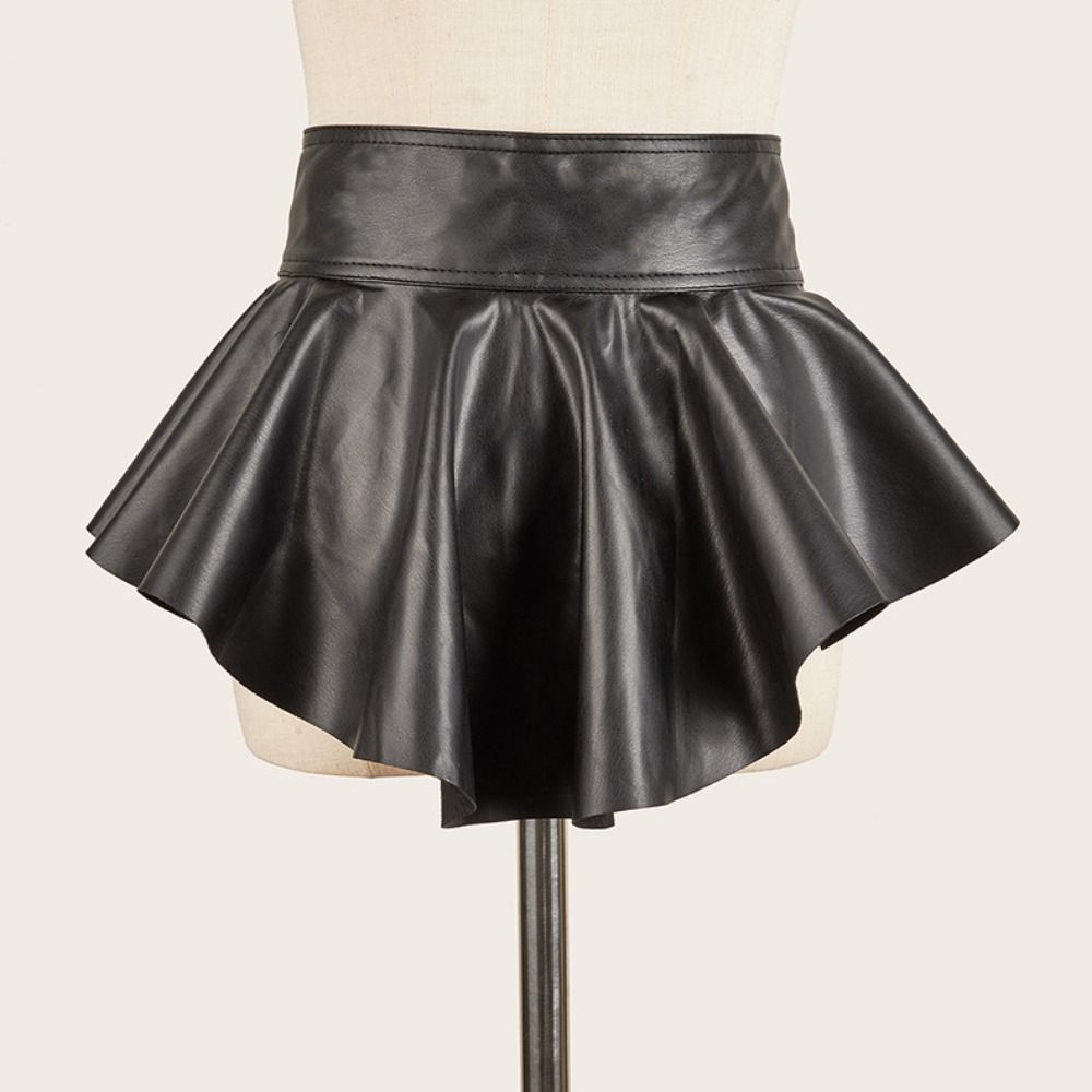 PU Leather Female Waistband Dress Girdle Wide Waist Belt Personality Cummerbunds with Skirt  Women