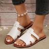 Sommer Einfarbig Flache Sandalen Popula 2024 Zehenfrei Outdoor Hausschuhe Strand Damen Schuhe Übergröße Zapatos De Mujer Pantoletten Absätze