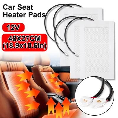 2/4 Stuks/Set 12V Universele Autostoel Verwarmingskussen Auto Verwarmde Stoelhoezen Kussen Koolstofvezel Verwarmde Auto Winter Warmer Verwarmer Mat