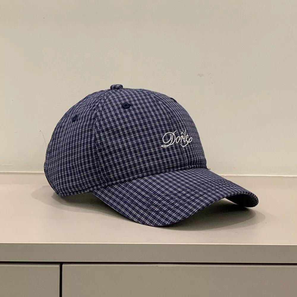 Breathable Baseball Cap Plaid Embroidery Sun Hat Fashion Peaked Cap