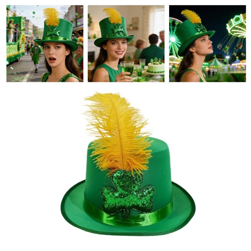 Cowboy Hats Panama Hat Leprechaun Headwear Green for Women Men Photo Props Western for Men Women Unisex Wear Headwear