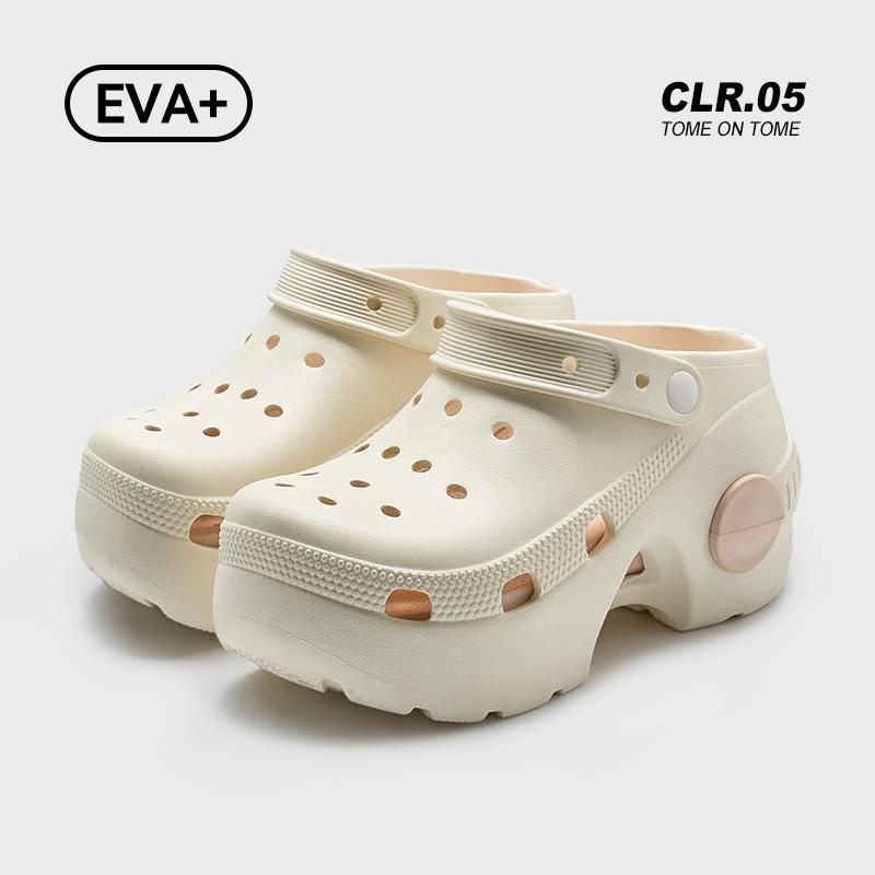 Height-increasing hole shoes 2025 summer women's thick-soled breathable two wear cool slippers and non-slip beach shoes