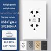Large Thai Panel Socket, Three-Hole with USB+C Port, Vietnamese Standard, Six-Hole, 15A Switch, Ideal for Export