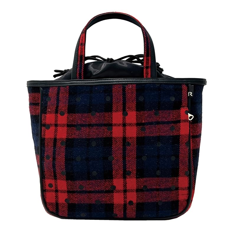

[Root] 1344 Different pattern on front and back check dot Horizontal type Smaller tote bag LT SQ DotCheck A (02 red)