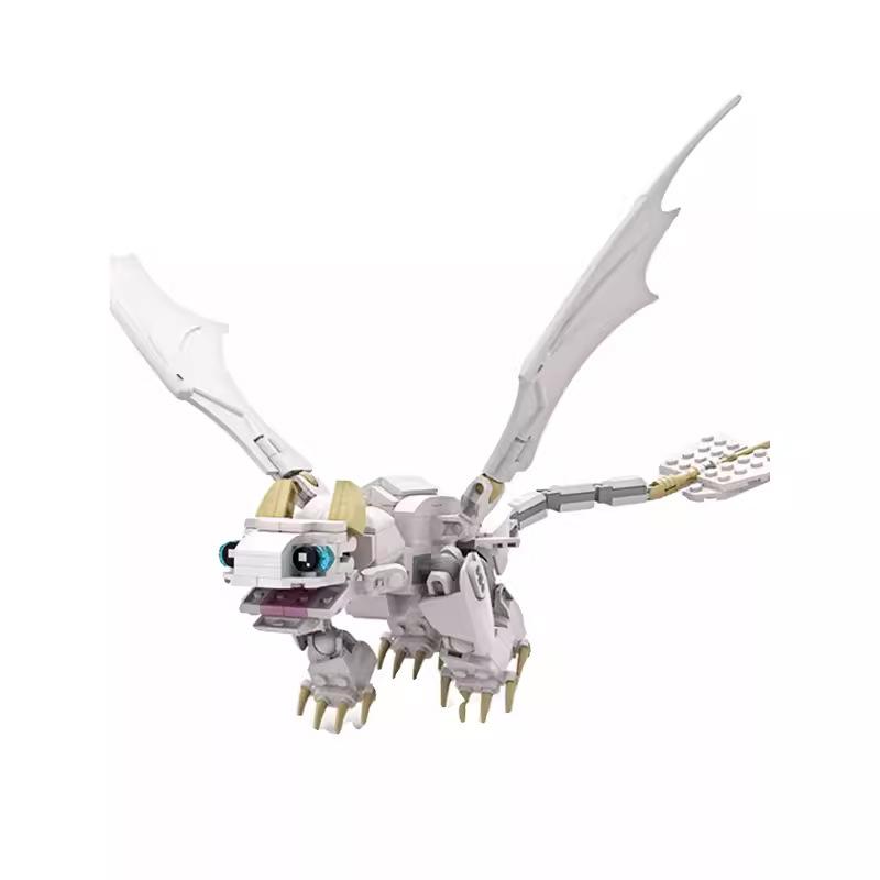Assembling Building Blocks Toy Film And Television Lightning Dragon White Dragon Assembly Birthday Gift Model