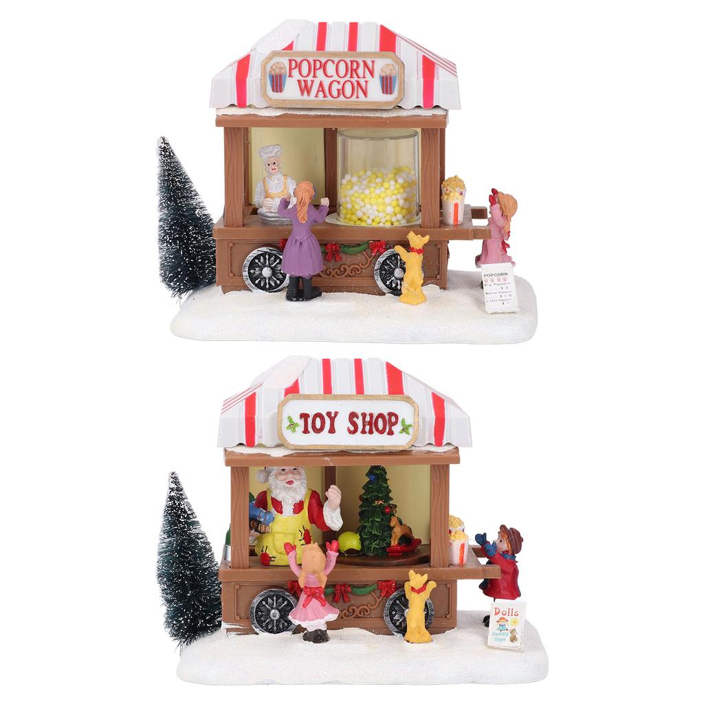 Xmas Music House Glowing Dining Car Music Box Desktop Decorative Ornament Tabletop Decor