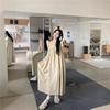 Sweet age-reducing backless strap bow flying sleeve dress summer new meat-covering and thin a-word long skirt