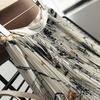 Women's Feng Shui Ink Print Modern Pleated Skirt