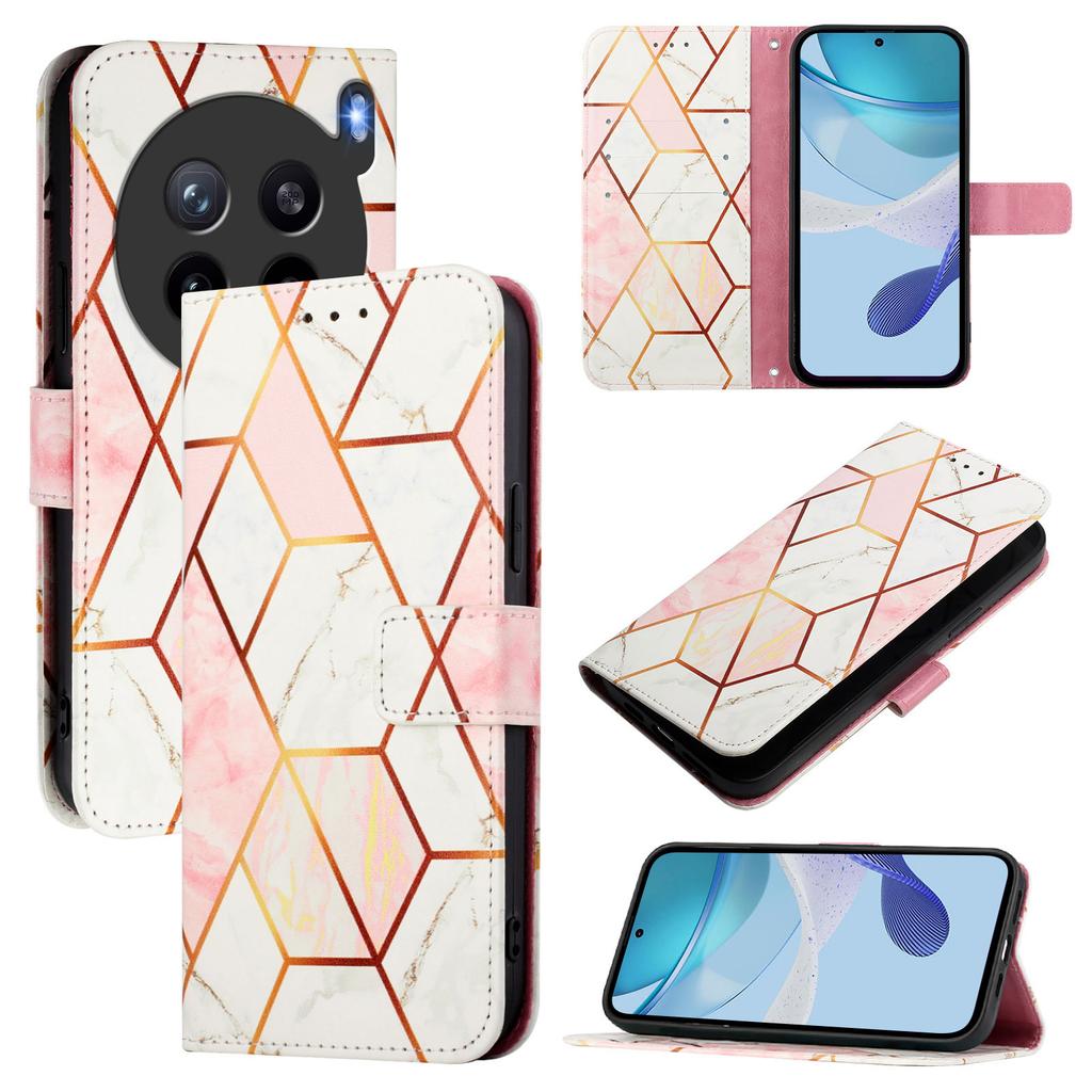 For vivo X200s 5G Case with Strap Marble Pattern Leather Phone Cover Card Holder