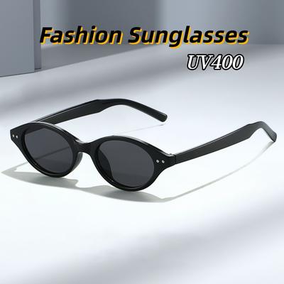 Trendy Small Oval Sunglasses for Women Men Fashionable Party Beach Travel Show Accessories Shades Glasses