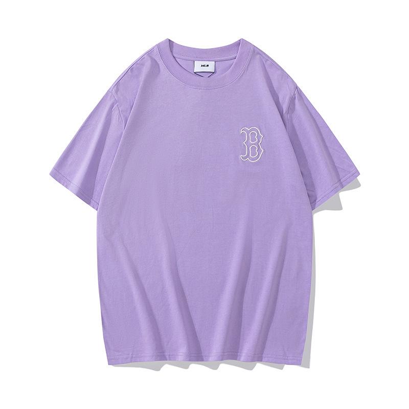 

Трендовая футболка с вырезами и логотипом MLB24SS для мужчин и женщин - Универсальная, модная футболка с коротким рукавом S фиолетовый