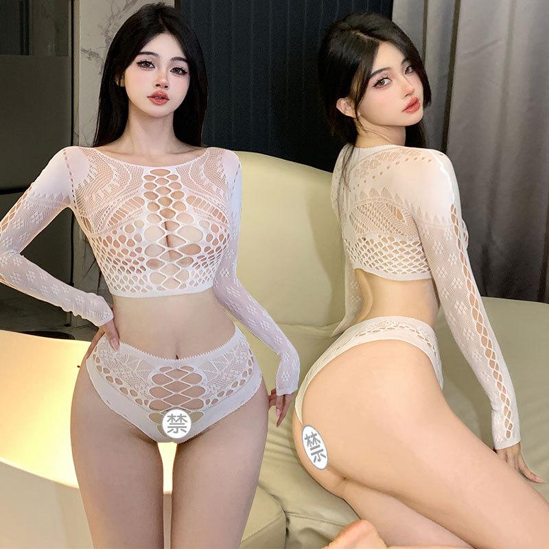 Sex Underwear Large Size Free Sexy Split Mesh Uniform Qqny Mesh Flirting Set