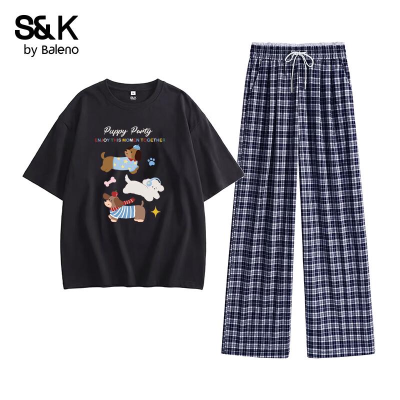 Baleno S&K Women s Pure Cotton Short Sleeve Plaid Lounge Set S