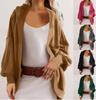 Women's Casual Temperament Commuting Loose Back Stitching Open Cardigan Sweatshirt Hooded Jacket