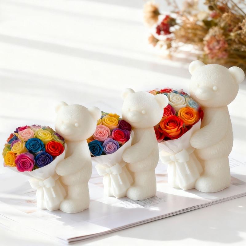 Silicone Candle Making Molds,Bear Epoxy Resin Casting Mold Aromatherapys Candle Soap Making Home Art Crafts Decors