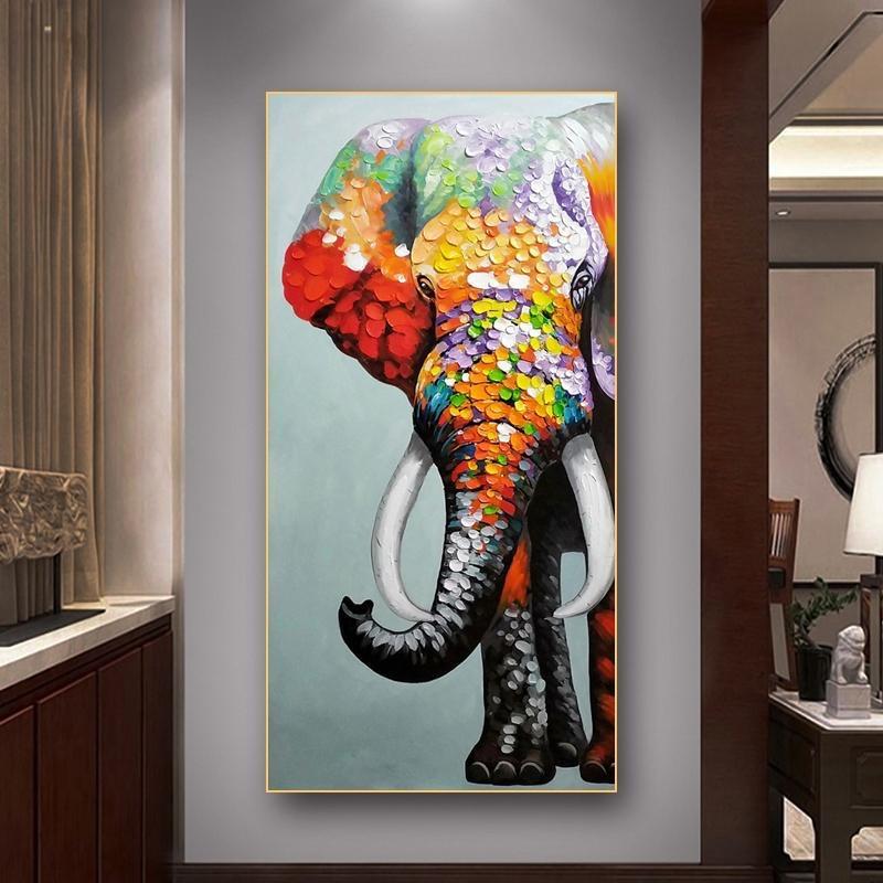 5d Diamond Painting Full Diamond New Living Room Elephant Porch Vertical Version 2024 Point Diamond Cross Stitch Diamond Stitch Corridor Mosaic Art