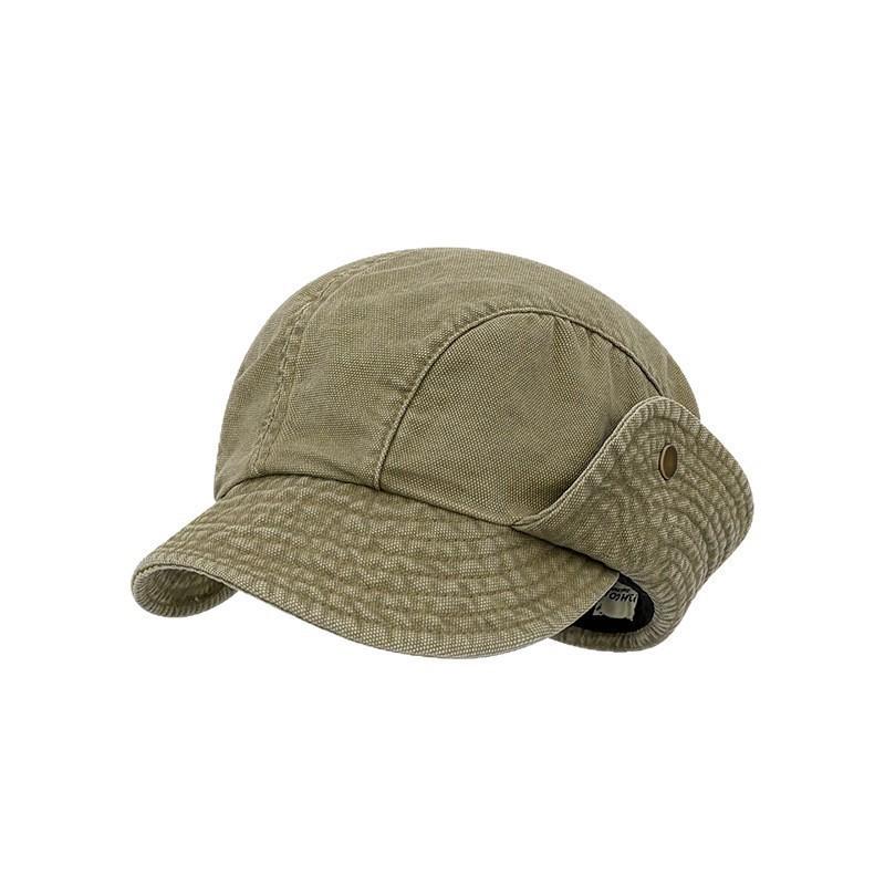 Washed denim tooling bucket hat women's summer new fashion retro small face big head circumference newsboy beret