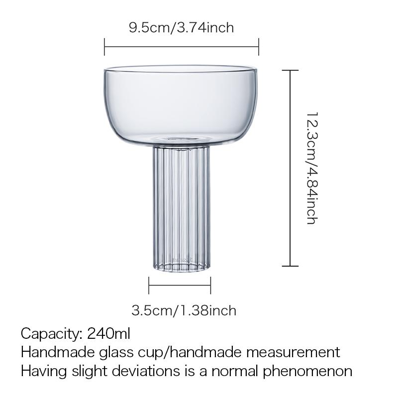 Inmeet Cocktail/Champagne/Ice Cream Cup/Wedding Party Wine Glasses/High Borosilicate Glass Cup 240ml