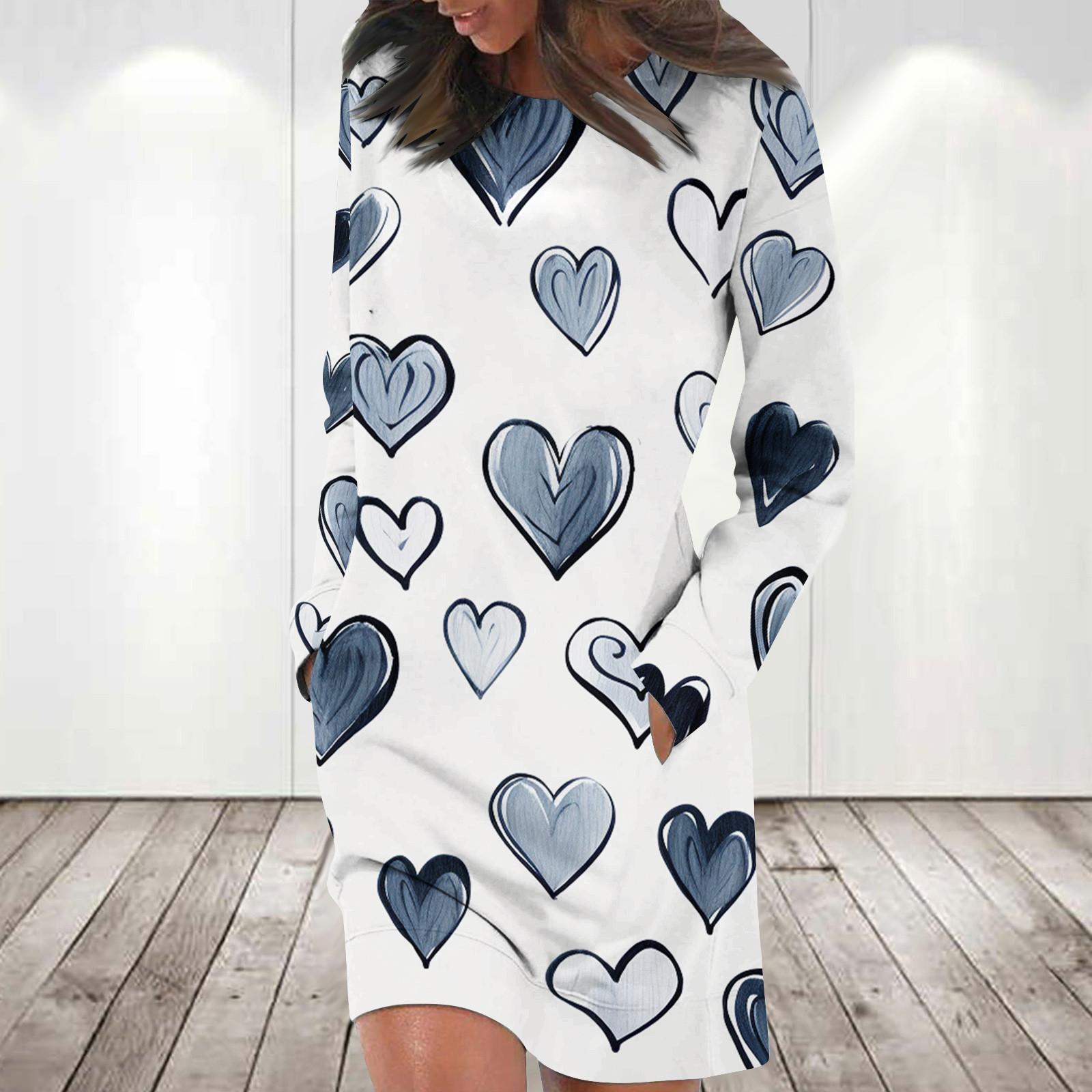 

Платье с длинным рукавом для женщин, повседневный пуловер с принтом, платье-свитер, осень XL белый