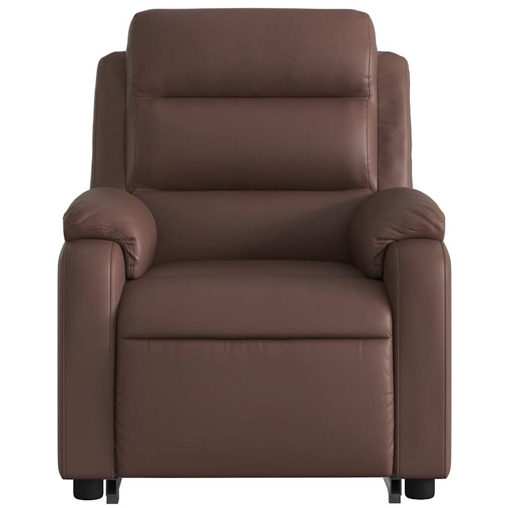 Recliner Chair with Lift Function Brown Faux Leather