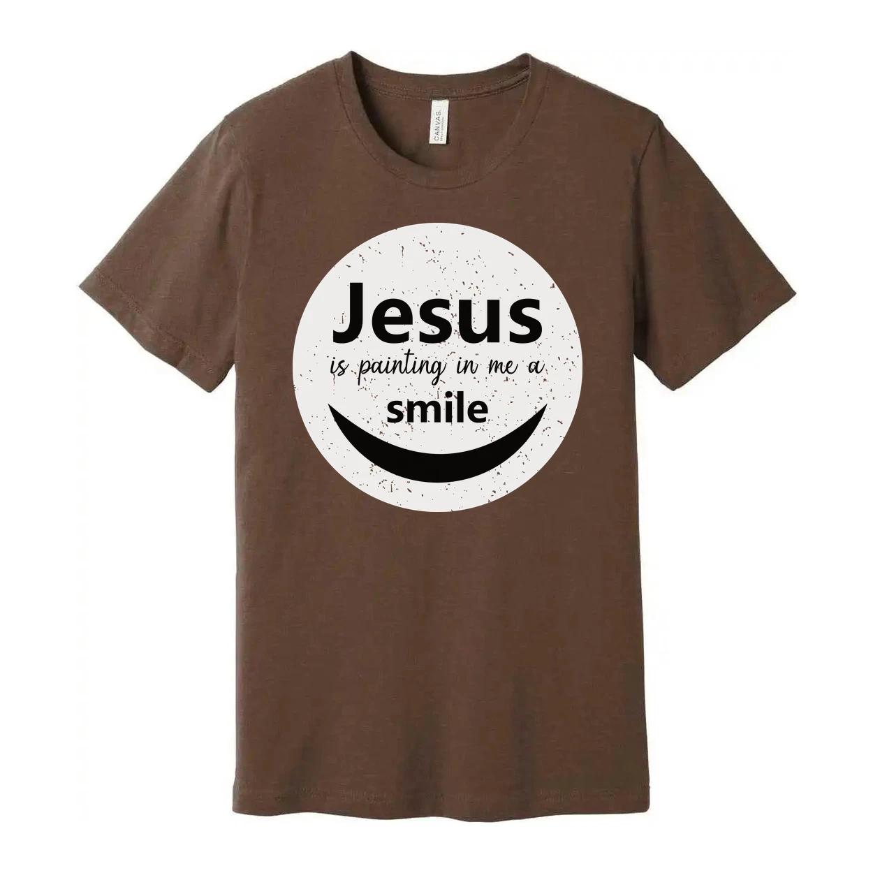 Unisex Christian T Shirt Featuring Jesus Is Painting In Me A Smile Graphic Circl 2XL