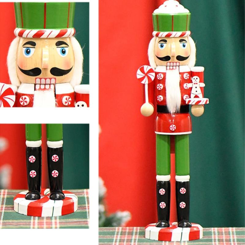 Classical Wood Candy Cookie Nutcrackers Soldier 38cm Holiday Decorative Figurine for Mantle Table Centerpieces Decors