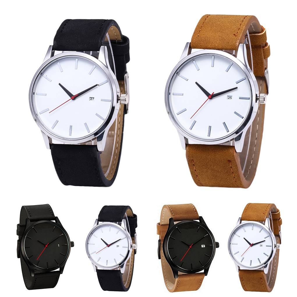 Men PU Leather Wristwatch Male Boy Sports Boy Sports Casual Fashion Watch Student Wrist Clock Timer