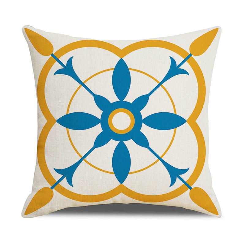 Nordic Yellow Ethnic Style Geometric Linen Cotton Linen Cushion Cover Sofa Car Interior Decoration Bedside Backrest Pillow Ins