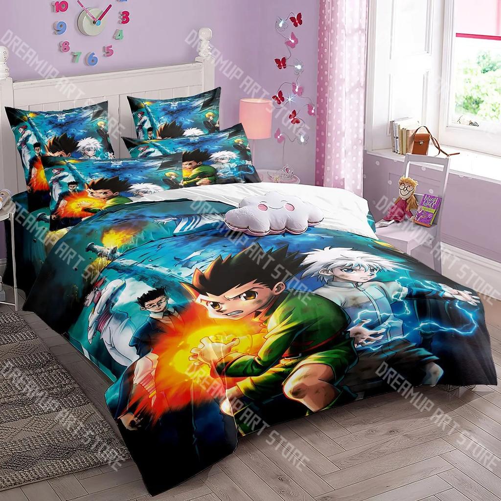 Fashion Anime Hunter Hunter Bedding Set Single Twin Full Queen King Size Bed Set Kids Bedroom Duvetcover Sets Bed Sheet Set