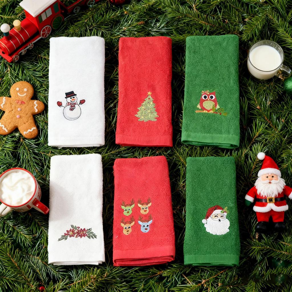 Christmas Kitchen Towels Skin-Friendly Handkerchief Christmas Tree Dish Hand Towels For Beach Trips Hiking Gardening Casual